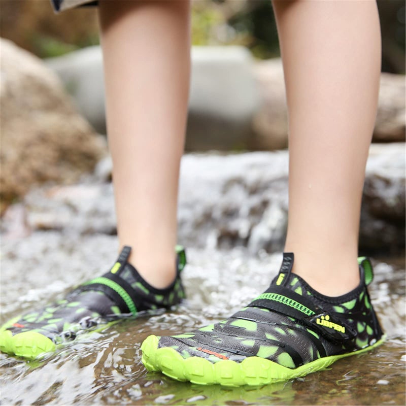 UBFEN Water Shoes for Kids Boys Girls Aqua Socks Barefoot Beach Sports Swim Pool Quick Dry Lightweight Toddler Little Big Kid A Green 13 Little Kid - Image 4